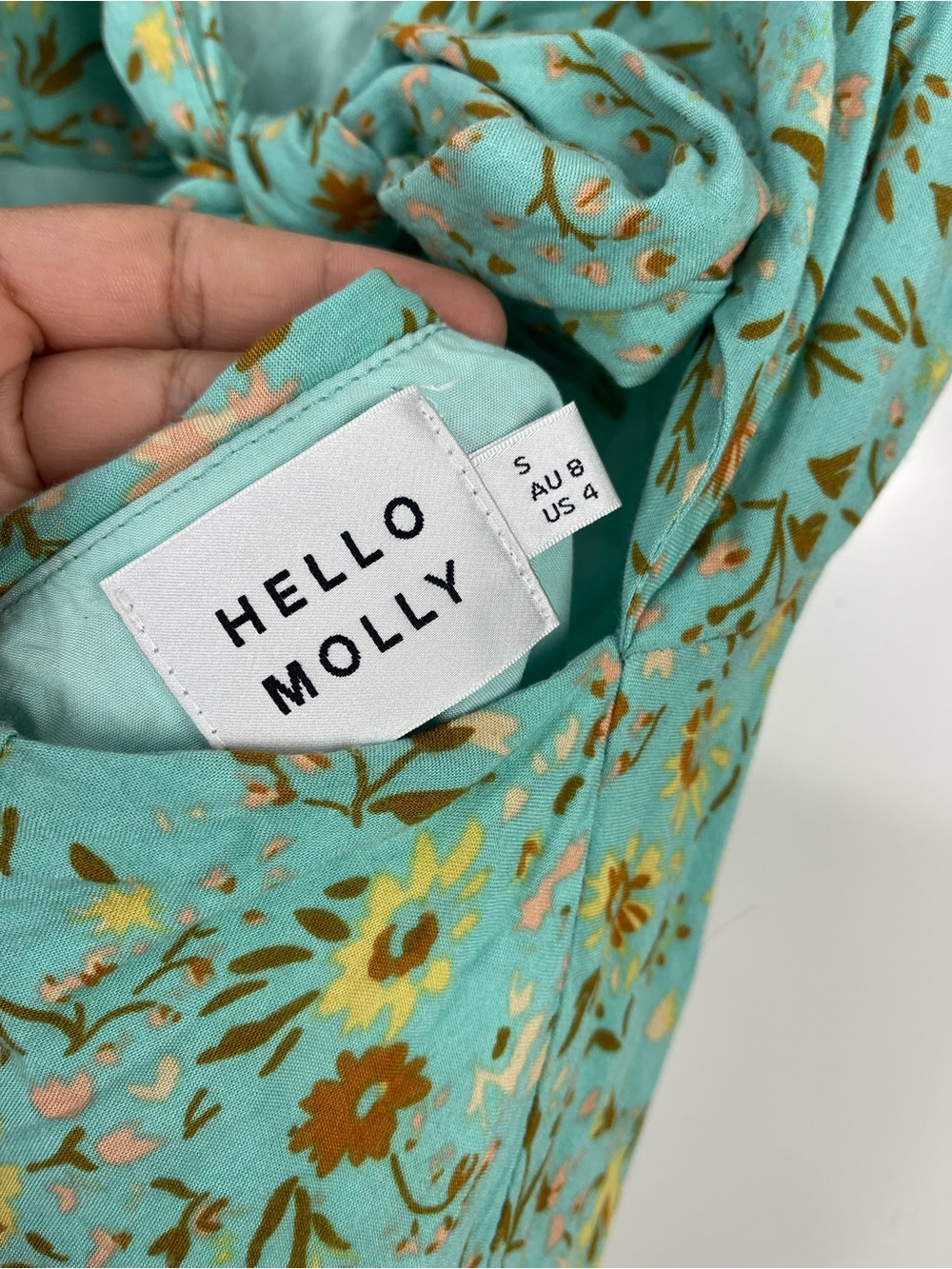 Hello Molly California Dreaming Midi Dress Green Floral Women’s Size Small US 4 - Picture 10 of 11